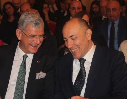 The Lithuanian Ambassador on the right, a Turkish Minister on the left, and Me in the background.